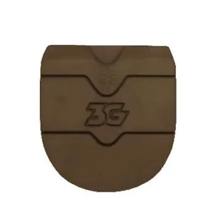 Brown rubber heel pad with a number 36 imprinted.