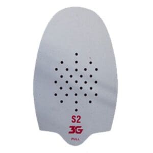 White swim kickboard with perforated holes and red logo.