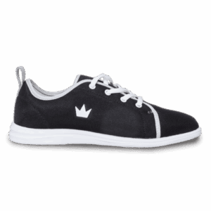 Black and white casual sneaker with a crown logo.