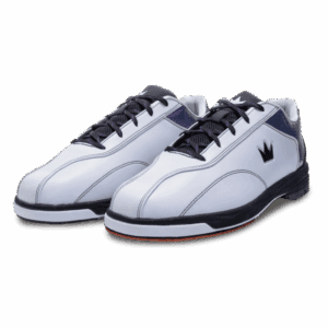 A pair of white and black casual sneakers with laces.