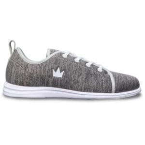 Gray casual sneaker with white sole and laces.