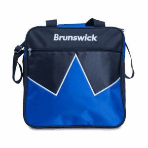 Blue Brunswick bowling bag with a white and black design.