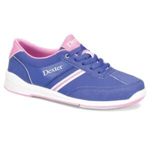 Blue and pink athletic sneaker with white accents.