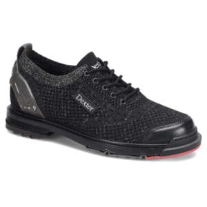 Sleek black men's athletic shoe with textured design and lace-up closure.