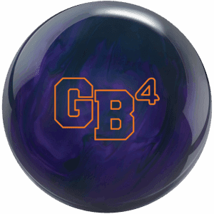 A dark bowling ball with "GB4" in orange letters.