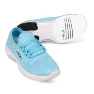 Light blue athletic shoes with white soles and blue laces.