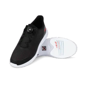 Pair of black and white athletic shoes with a modern design.