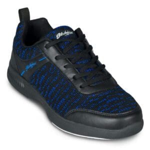 Black and blue athletic sneaker with a textured design.