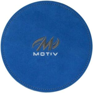 Blue circular cloth with Motiv logo in the center.