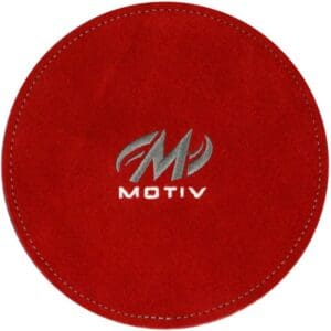 A red circular patch with the MOTIV logo in silver.
