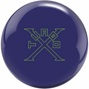 Dark blue circular badge with green stylized text and crossed lines.