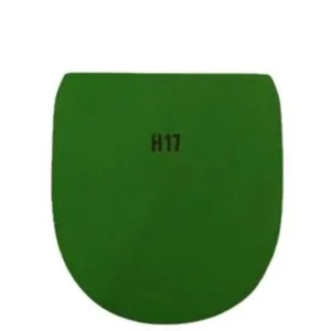 Green toilet seat with 'HT7' printed on it.