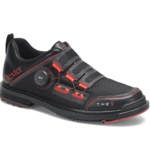 Black and red cycling shoe with dial closure system.
